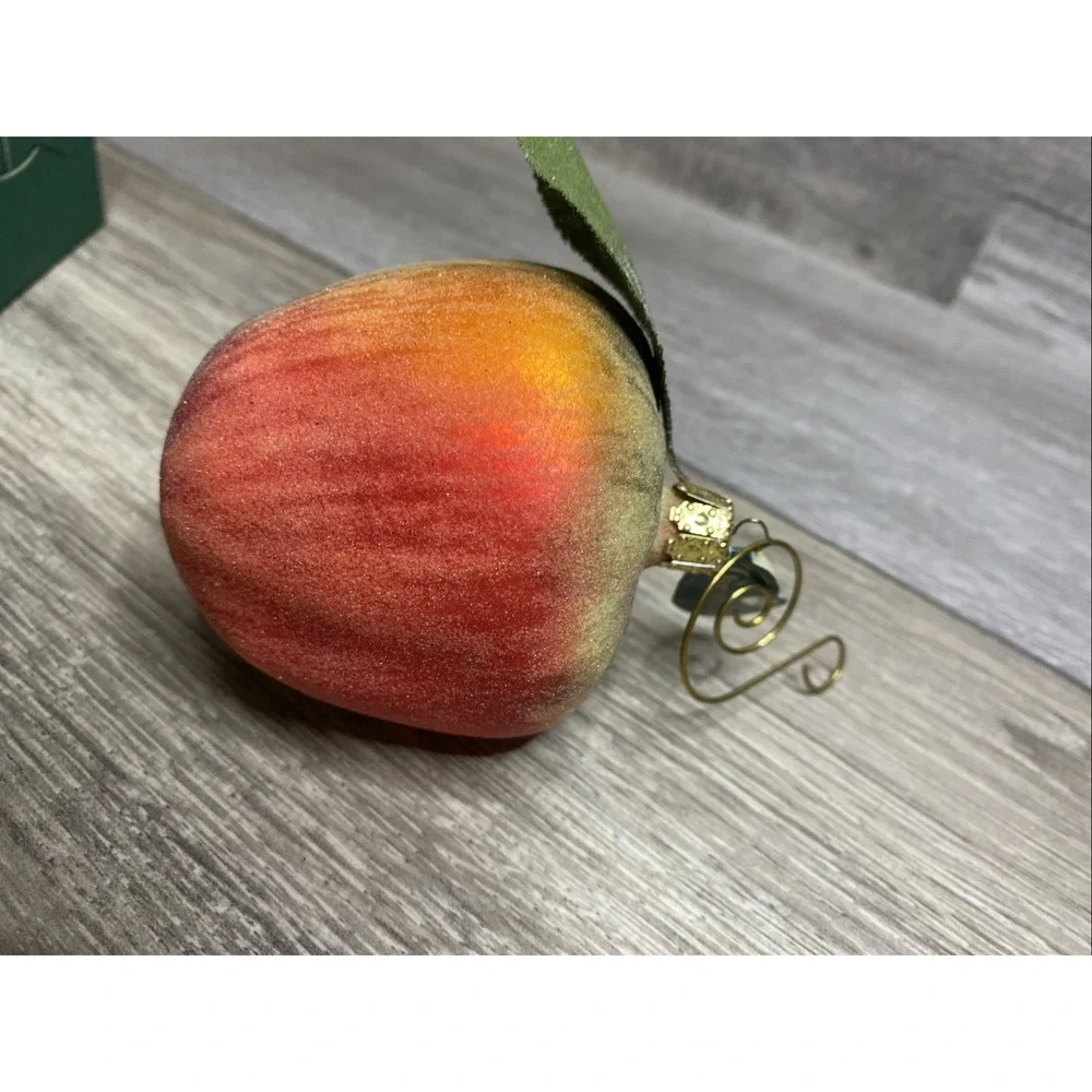 Vintage‎ Christborn Blown Glass Sugared Apple Christmas Ornament Germany w tag